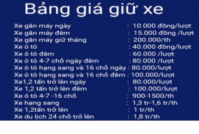 BẢNG GIÁ GIỮ XE